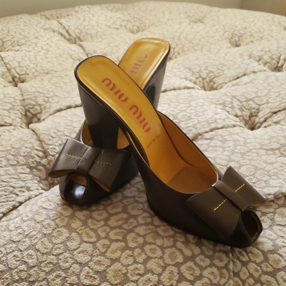 Miu Miu peep toe mules